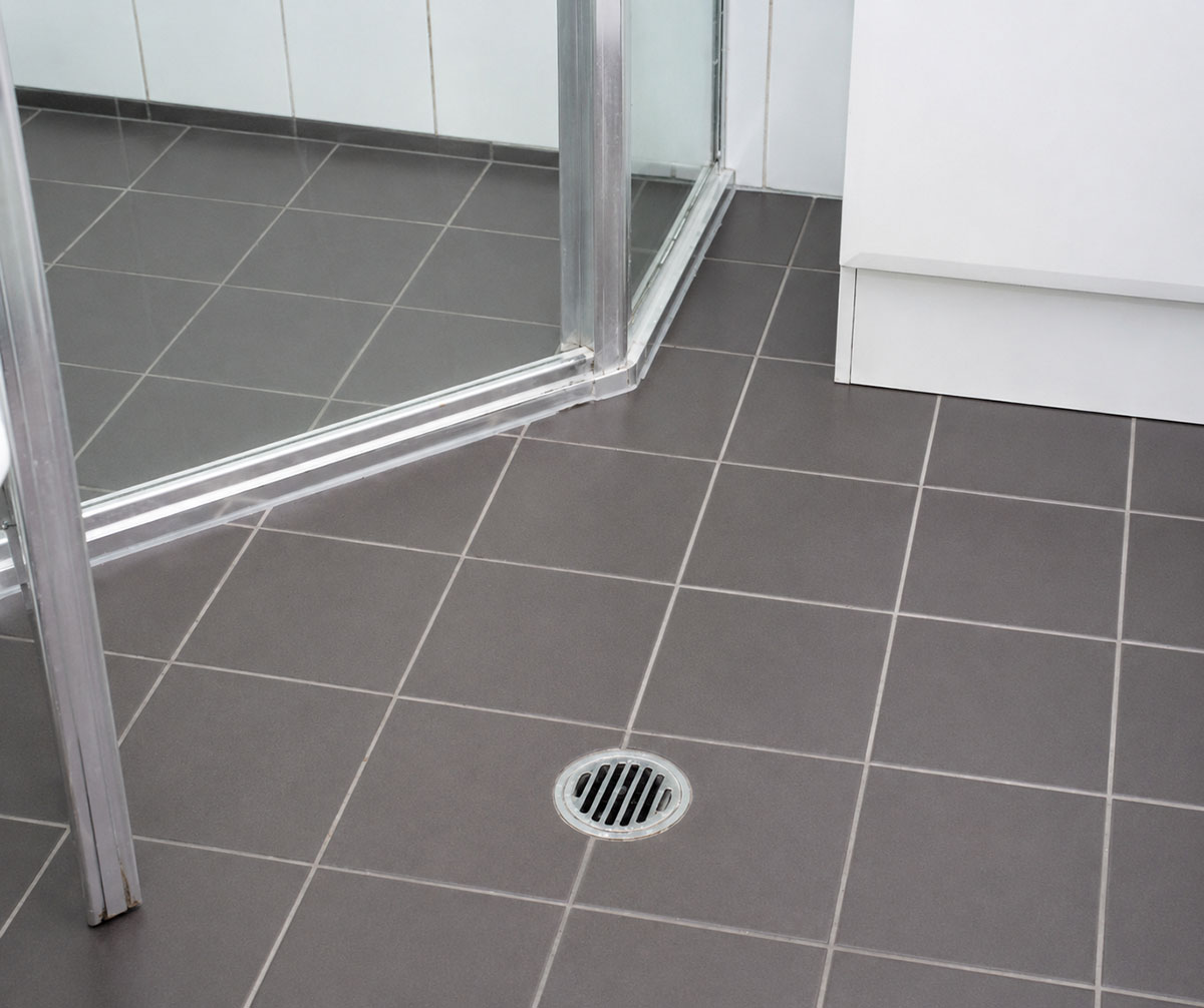 Full shower with fresh epoxy grout after regrouting